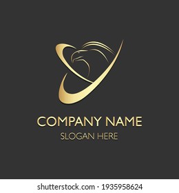 Golden shape bird logo for your company design ideas