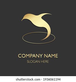 Golden shape bird logo for your company design ideas