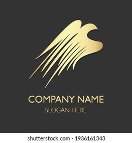 Logo del ave de forma dorada para sus ideas de diseño de la empresa