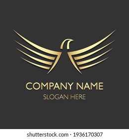 Golden shape bird logo for your company design ideas