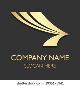Golden shape bird logo for your company design ideas
