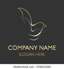 Golden shape bird logo for your company design ideas