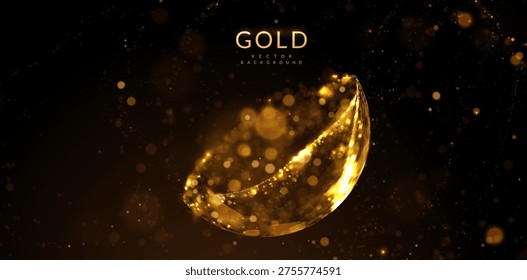 Golden shape composed of shimmering golden light trails, fireworks, and gold confetti vibe. For holiday marketing campaigns (New Year, Christmas), wedding invitation suites, anniversary announcements