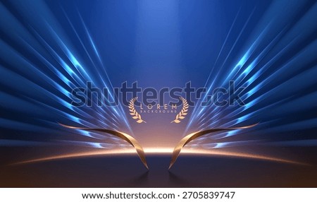 Golden shapes with blue light wings background