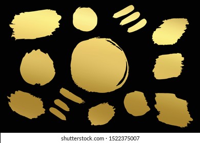 Golden shapes, metalic polish, varnish brush set, universal kit. Eements for wrapping, flyers, cards, branding and digital scrapbooking