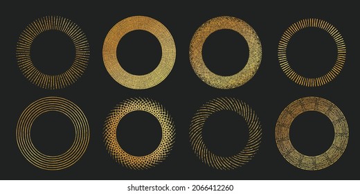 Golden shapes on dark background.