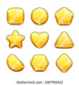 Golden shapes set. Isolated vector assets for game or web design.