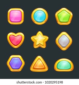 Golden shapes set. Isolated vector assets for game or web design.