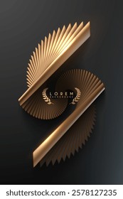 Golden shapes template on black background