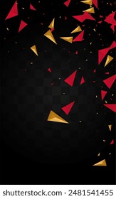 Golden Shards Abstract Vector Transparent  Background. Geometric Layout. Chic Creative Triangle Design. Trendy Brochure.