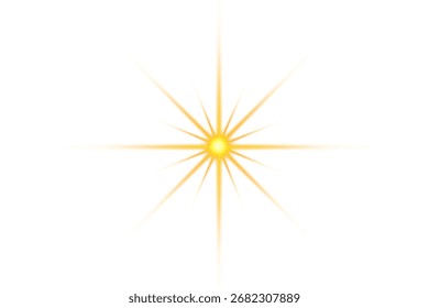 Luz de estrella aguda dorada con rayos elegantes, perfecta para lujo, celebración y gráficos de decoración festivos.