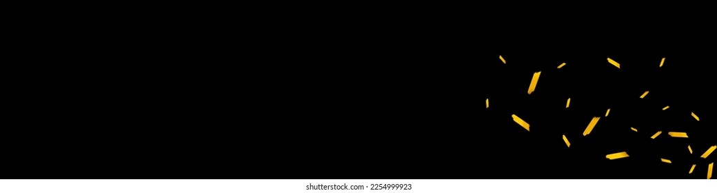 Golden Shavings Vector Black Panoramic Background. Gold Stroke Isolated Texture. Confetti Shiny Banner. Paint Holiday Card.