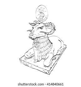 Golden sheep statue animal fairy