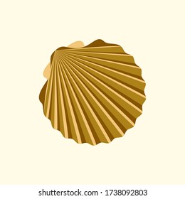 Golden shell. Logo template for a beauty salon or spa. Vector illustration pictogram of sea mollusk.