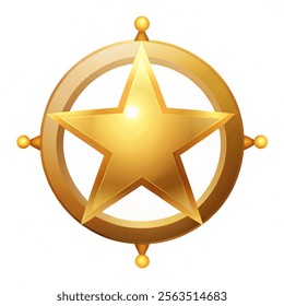  Golden sheriff badge star empty. Vector illustration and white background. 