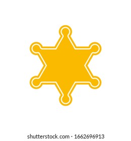 Golden Sheriff Star Badge Police On White Background. Vector Illustration Isolated