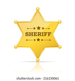 Golden sheriff star badge vector illustration isolated on white svg
