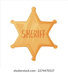 Golden Sheriff Star Badge as Wild West Object Vector Illustration