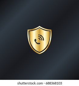 Golden shield with calling icon
