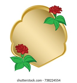 golden shield with carnation - vector 