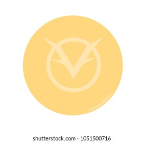Golden shield or coin isolated vector illustration