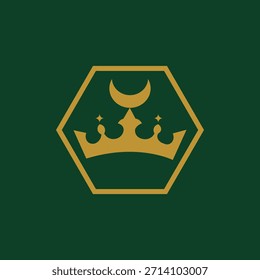 Escudo dourado com símbolo do vetor da coroa Projeto de ilustração do logotipo para um emblema heráldico real 