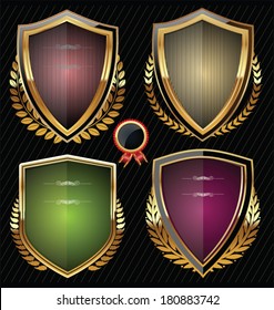 Golden shield design set with laurel wreath