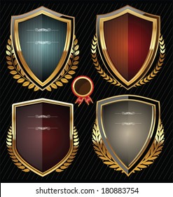 Golden shield design set with laurel wreath