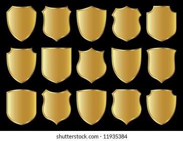 golden shield design set with various shapes