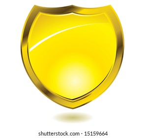 Escudo dorado con sombra de caída y espacio para añadir texto