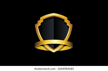 golden shield empty logo on black background
