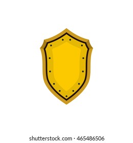 Golden shield icon in flat style on a white background
