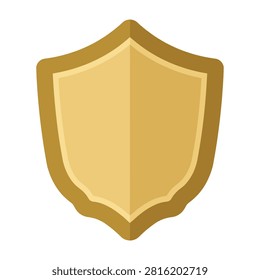 Golden shield icon symbolizing protection and safety on a white background