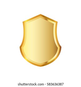 Golden shield icon. Vector illustration. Golden shield isolated on white background.
