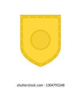 Golden shield icon. Shield war. Vector illustration. Golden shield isolated on white background. EPS 10.