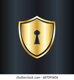 Golden shield with keyhole icon