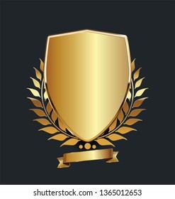 Golden shield with golden laurel wreath 