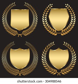 golden shield with laurel wreath