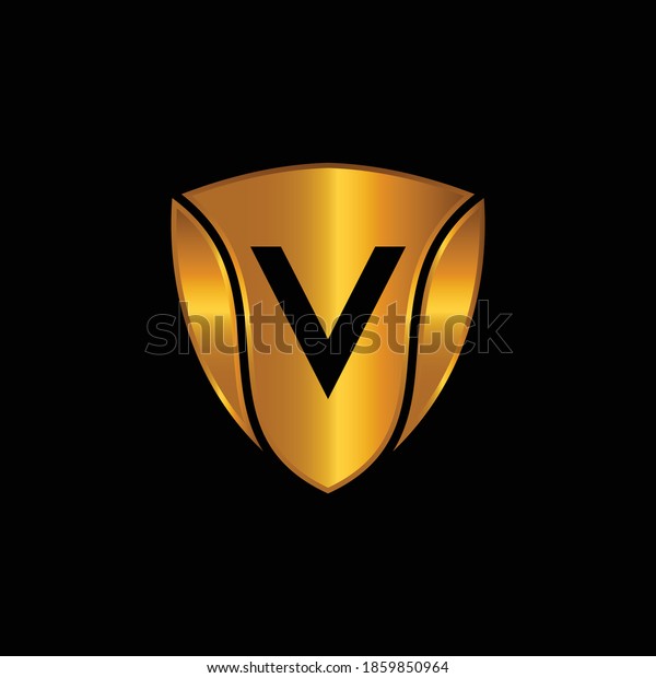 Golden Shield Logo\
Design for Letter V. Vector Realistic Metallic logo Template Design\
for Letter V. Golden Metallic Logo. Logo Design for car, safety\
companies and others.