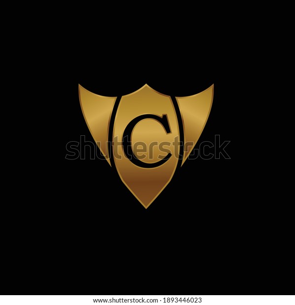 Golden Shield Logo\
Design for Letter C. Vector Realistic Metallic logo Template Design\
for Letter C. Golden Metallic Logo. Logo Design for car, safety\
companies and others.
