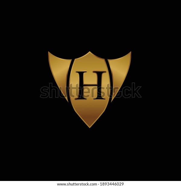 Golden Shield Logo\
Design for Letter H. Vector Realistic Metallic logo Template Design\
for Letter H. Golden Metallic Logo. Logo Design for car, safety\
companies and others.