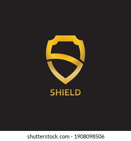 golden shield logo vector icon illustration design 