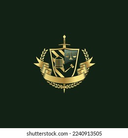Golden Shield Monogram Icon Logo vector illustration abstract web character logotype initials icon badge business brand, Initial letters of the logo icon.