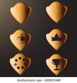 Golden shield with ornament