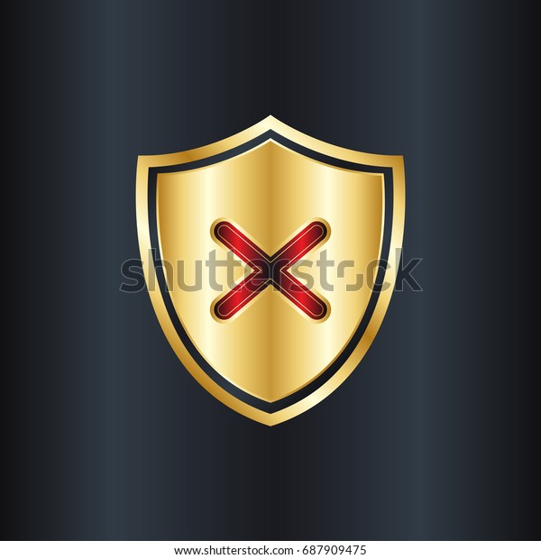 Golden Shield Red Cross Icon Stock Vector (Royalty Free) 687909475 ...