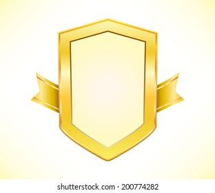 Golden shield with ribbon