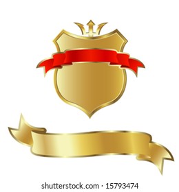 golden shield and ribbons