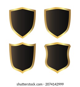Escudo dorado. Signo y símbolo de insignias de seguridad.
