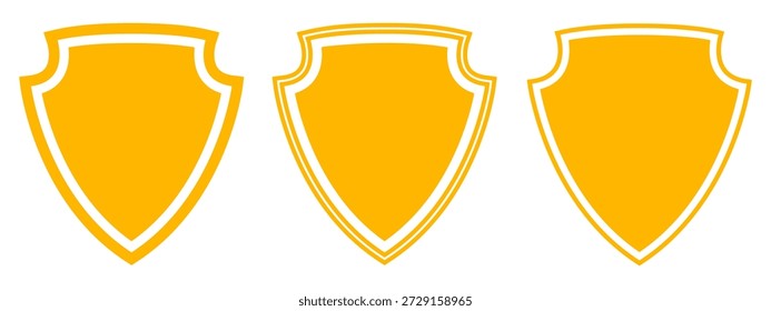 Conjunto de escudo dorado, iconos de protección de seguridad amarillos, Formas de seguridad heráldica