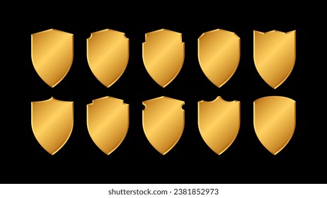 Colección de vectores de forma Escudo dorado